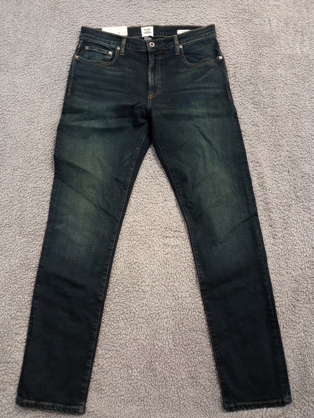 NWT Flint and Tinder Jeans Men's Size 32x32 Dark Wash Slim Fit (0989)